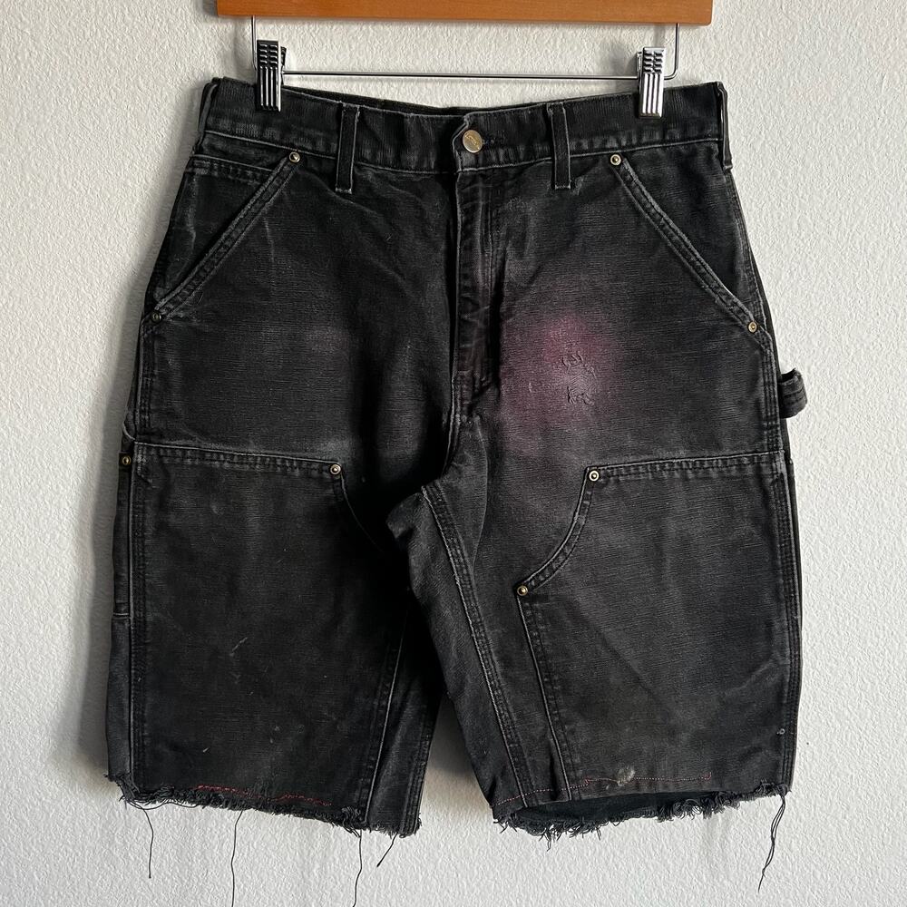 Carhartt faded black double knee work wear carpenter shorts